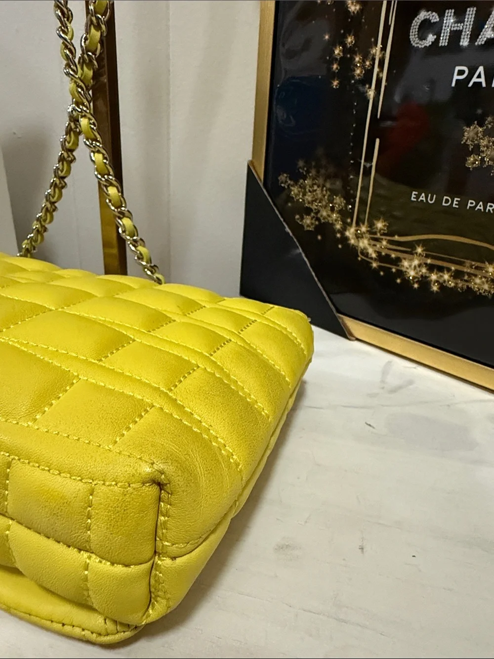 Kate Spade Story Book Yellow Quilted Chain-Handle Crossbody Bag